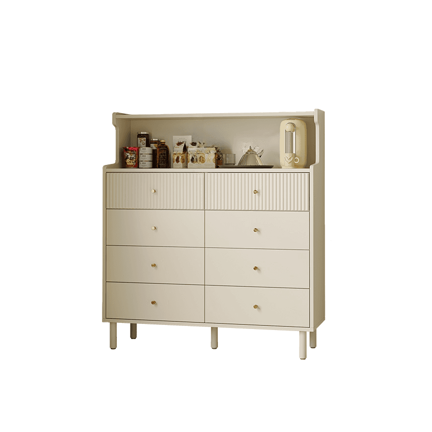 Casual Composite Wood Bachelor Chest/Console Dresser with Shelves, 4 Drawers/8 Drawers, Vertical/Horizontal Orientation
