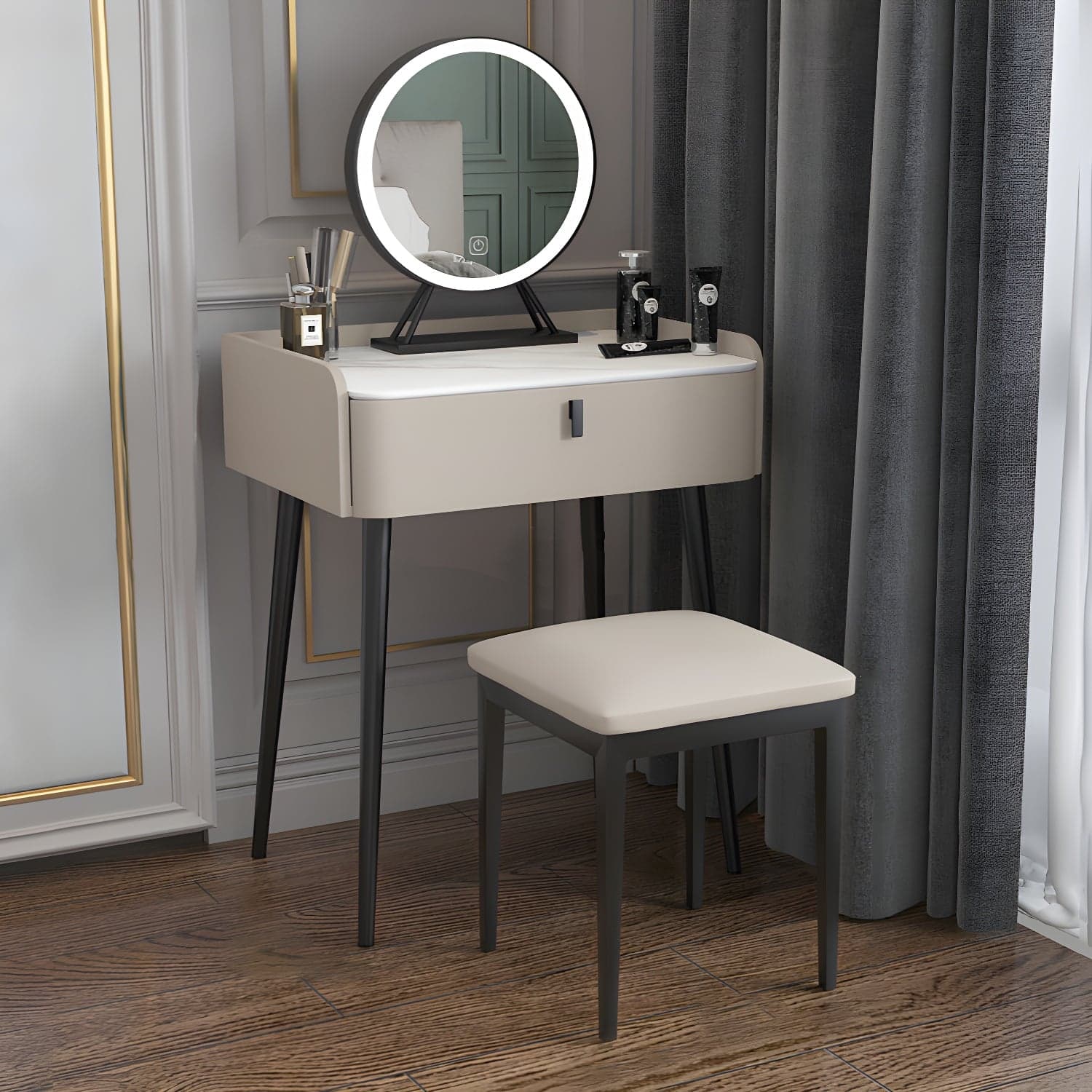 15" Wide Contemporary Make-up Vanity Mirror Dressing Table with Drawer thumbnail 4