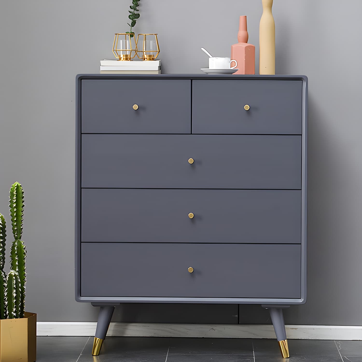 Solid Wood Accent Chest Mid Century Drawers Included Cabinet thumbnail 5