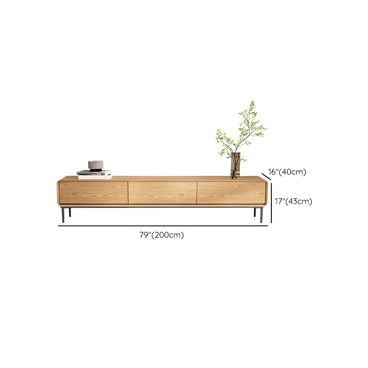 Contemporary Wood Media Console TV Stand in Natural with Drawers thumbnail 22