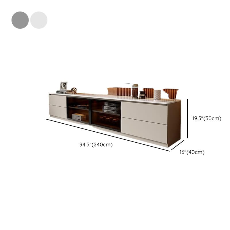 2-Cabinet & 4 Drawers Trendy Sintered Stone TV Stand with Shelf & Cable Management thumbnail 15