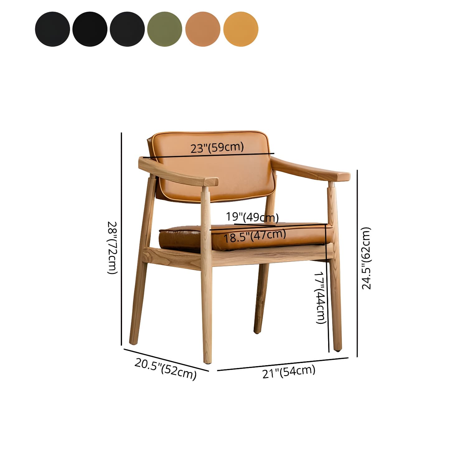 Traditional Style Dining Chairs Kitchen Arm Side Chairs with Wooden Legs thumbnail 19
