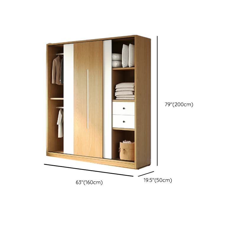 Natural Color Minimalist Cabinet Armoire with Soft Close Drawer, Soft Close Door & Interior Shelves thumbnail 12
