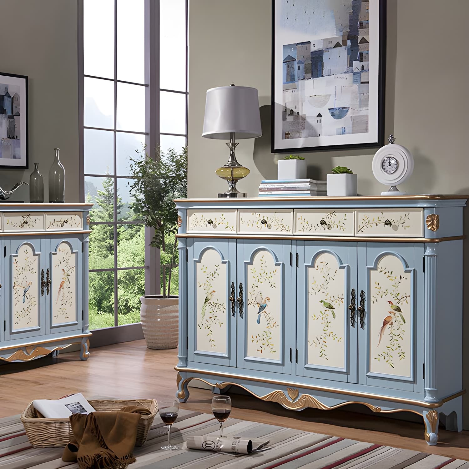 Glam Style Wood Sideboard with Drawers Dining Server for Kitchen thumbnail 7