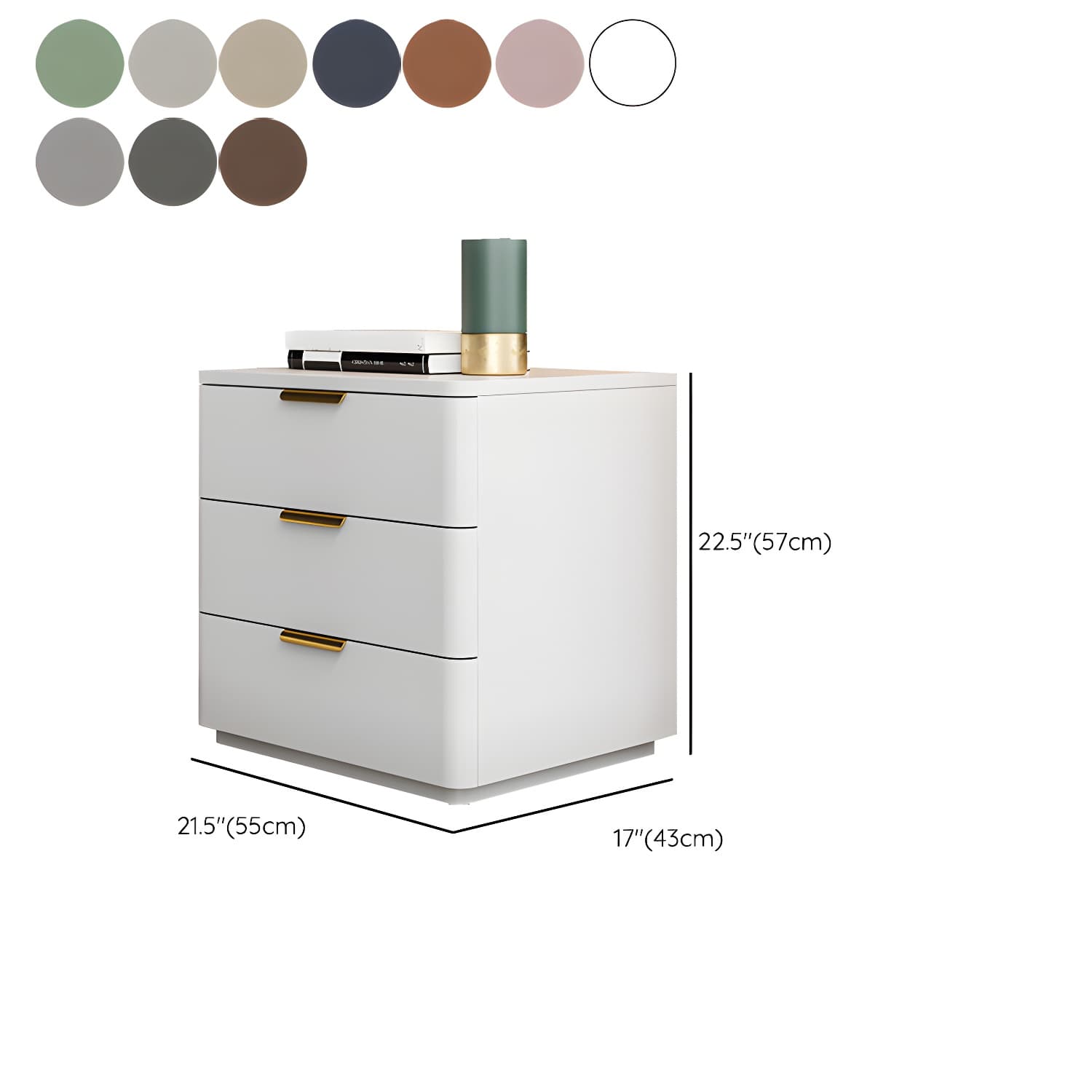 Contemporary Accent Table Nightstand Leather Nightstand with 3 Drawers thumbnail 19