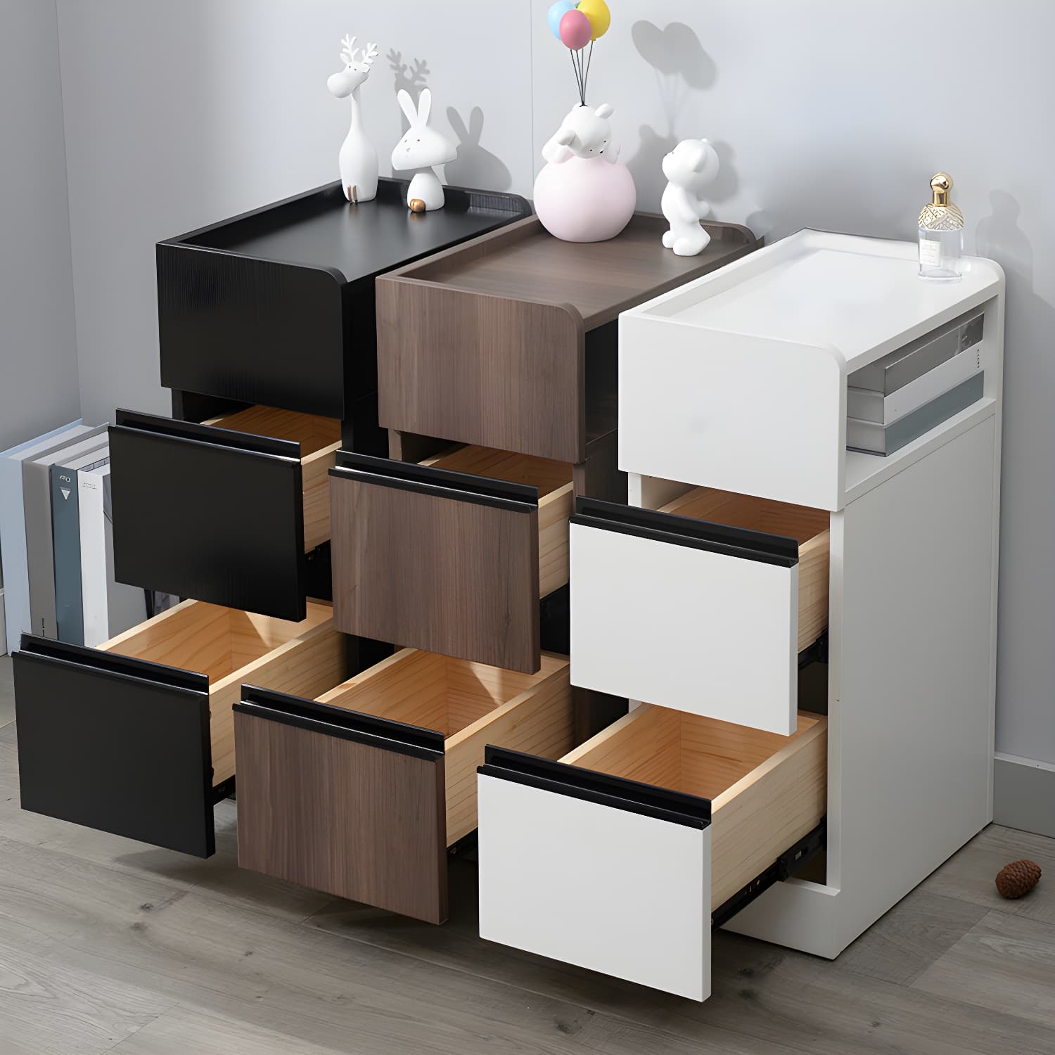 Scandinavian Accent Table Nightstand 25.5" Tall with 2 Drawers thumbnail 11
