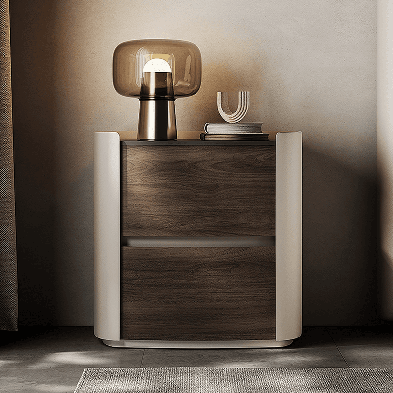 Contemporary Sintered Stone Countertop 2 Drawers Nightstand With Drawer Organization thumbnail 6