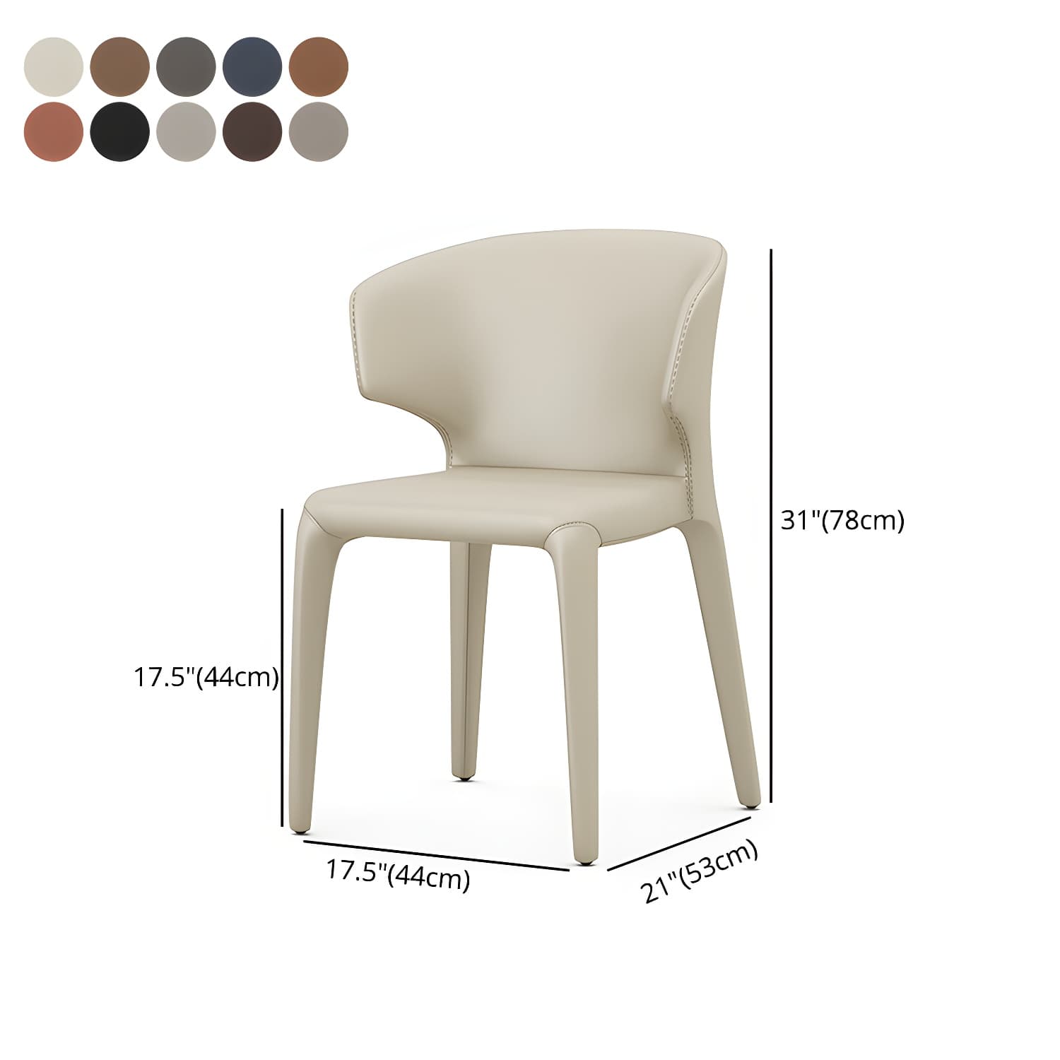 Designer Style Leather Arm Chair Wingback Matte Finish Single Dining Chair thumbnail 19