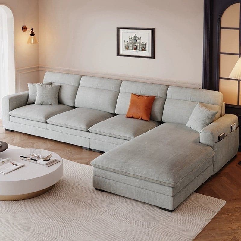 Contemporary Square Arm Sectional Sofa with Pillows and Storage thumbnail 2