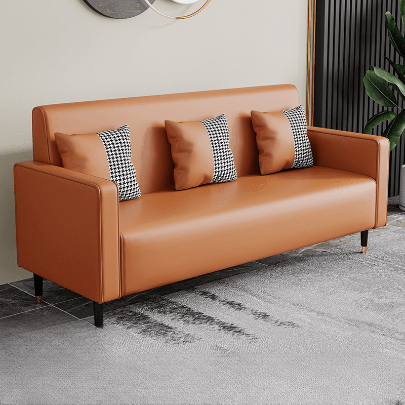 Casual Solid Color Water Resistant Sofa Couch in Grey/Cream/Citrus Color for 3 Person with Square Arm and 3 Pillows thumbnail 9