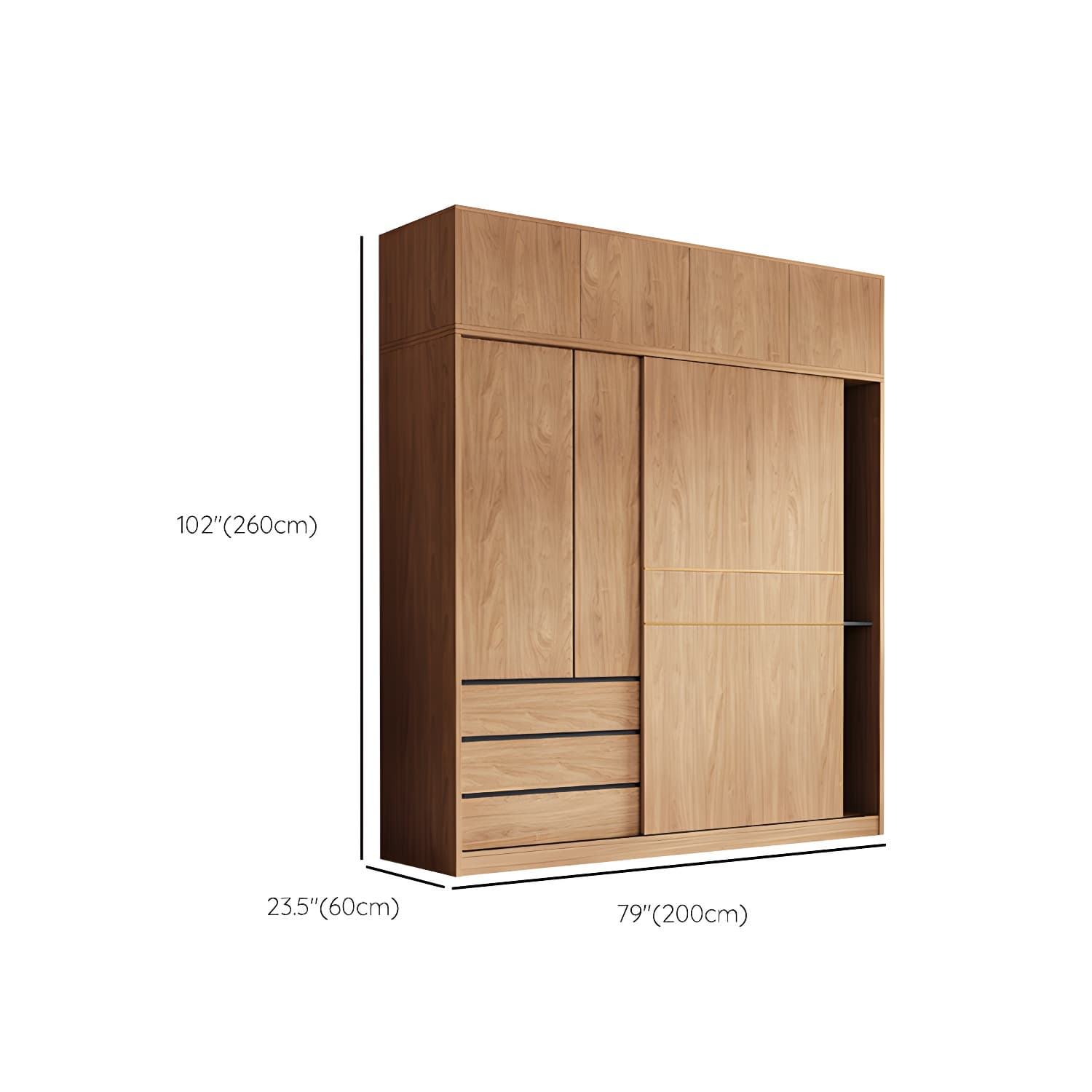 Contemporary Wood Wardrobe Armoire Freestanding Adjustable Shelves Wardrobe with Drawers thumbnail 24