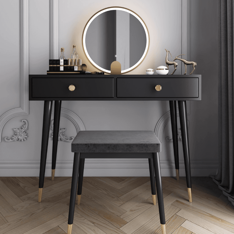 Modish Standard/Small Makeup Vanity with Solid+Engineered Wood Table Top and 3/2 Drawers thumbnail 1