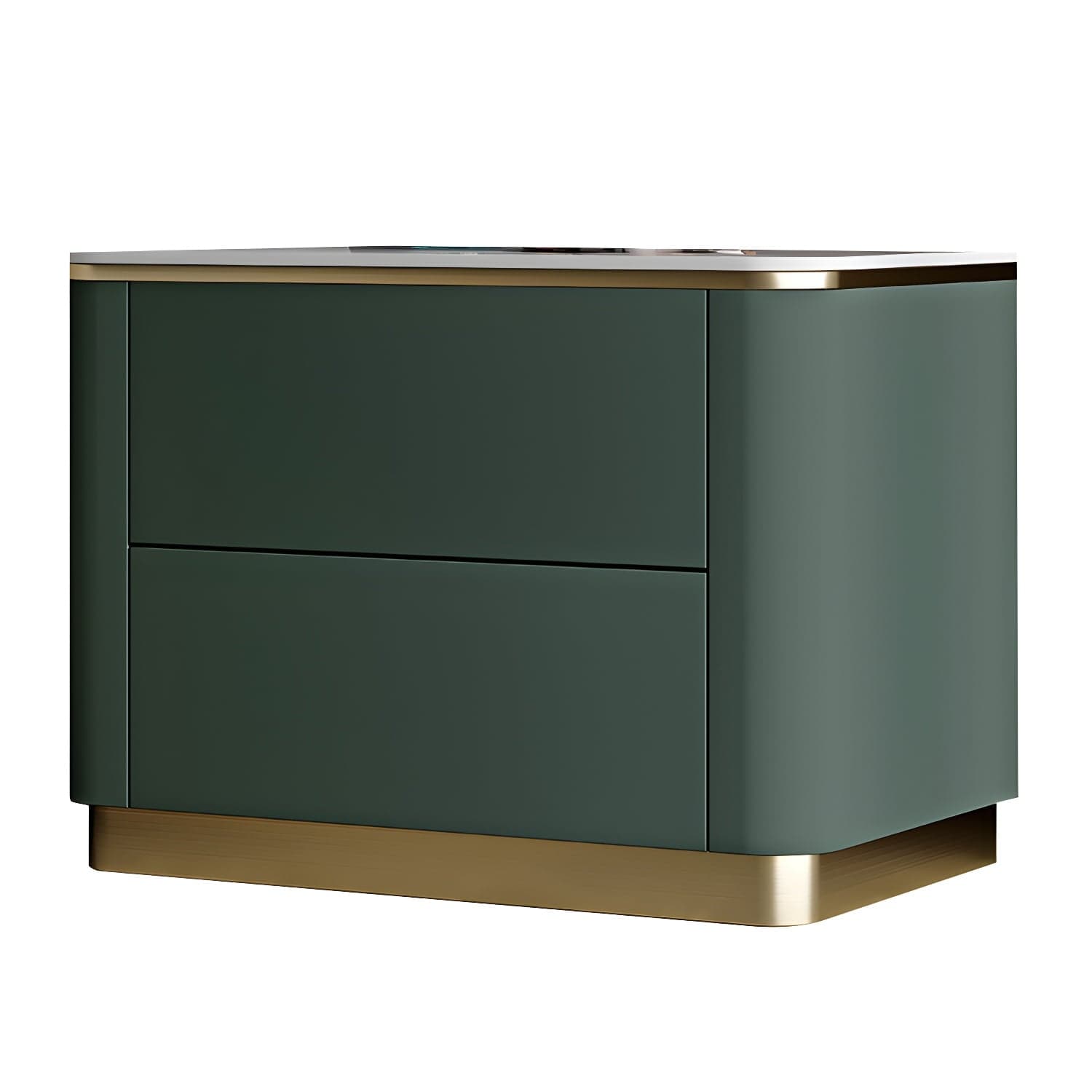Glam Solid Wood Leather Outer Frame Accent Table Nightstand Drawer Storage Night Table thumbnail 2