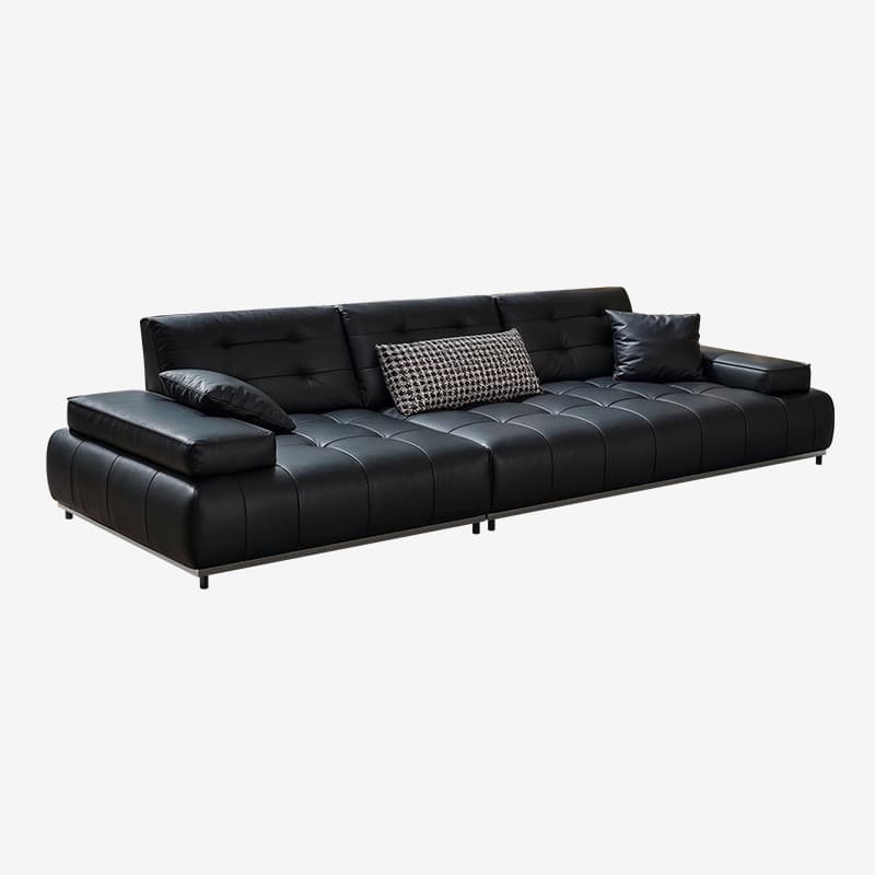 Straight/L-Shape Sofa Couch/Sofa Recliner with Tufted Back in Dark, Horizontal/Left Hand Facing, Decorative-stitched thumbnail 6