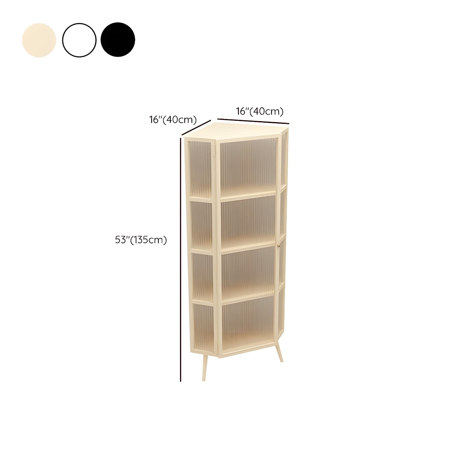 40cm Corner Modern Accent Cabinet with Glass Doors and Iron Base thumbnail 13