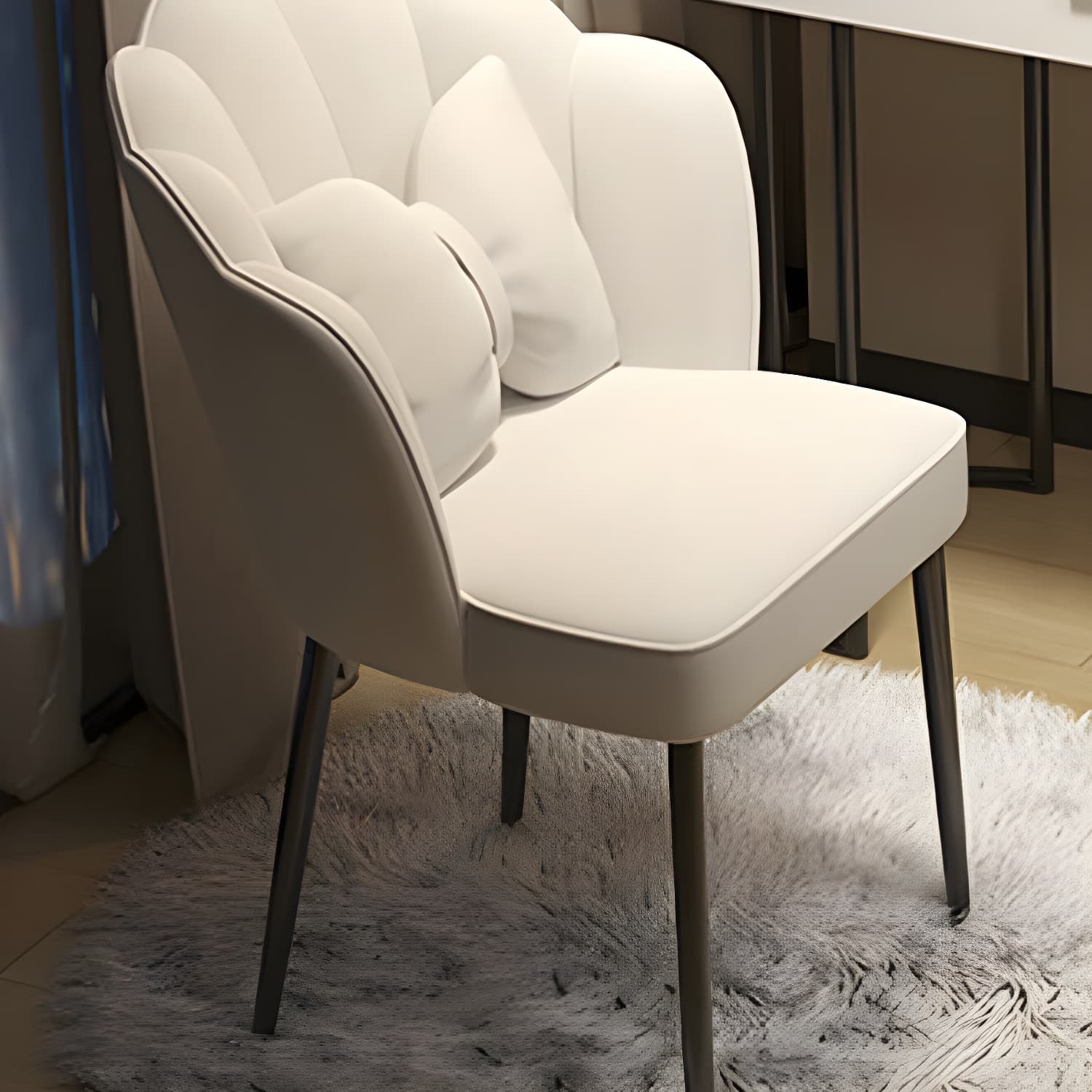 Contemporary Stone Top Vanity Table Set with Mirror and Stool Glam Slate Dressing Table thumbnail 14