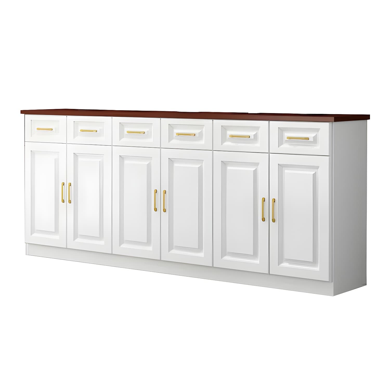 Modern Wood Buffet Sideboard with Cabinets, Drawers, and Shelves - No Distressing thumbnail 17