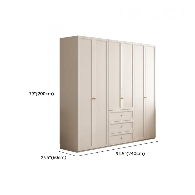 White Minimalist Laminate Wardrobe Closet with 3-Drawer, Soft Close Door, Interior Shelves, and Clothing Rod thumbnail 12