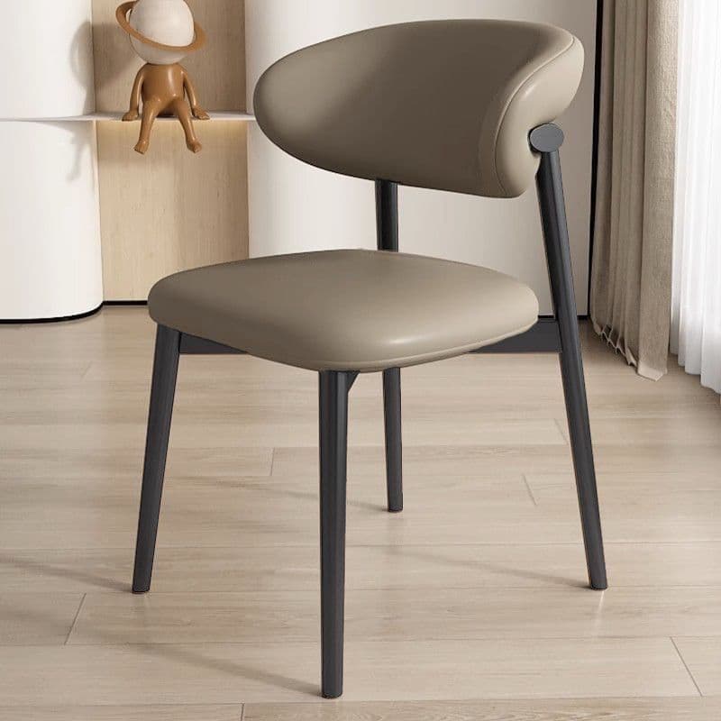 Modern Padded Armless Chair with Lumber Legs and Low Back thumbnail 4