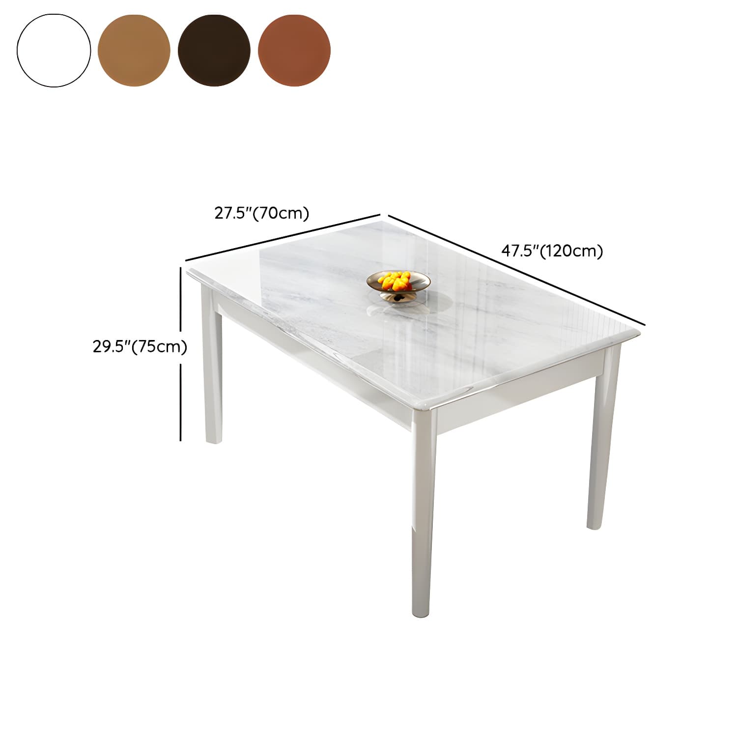 Modern White Marble Kitchen & Dining Room Set - Solid Wood Base, Faux Marble Top thumbnail 10