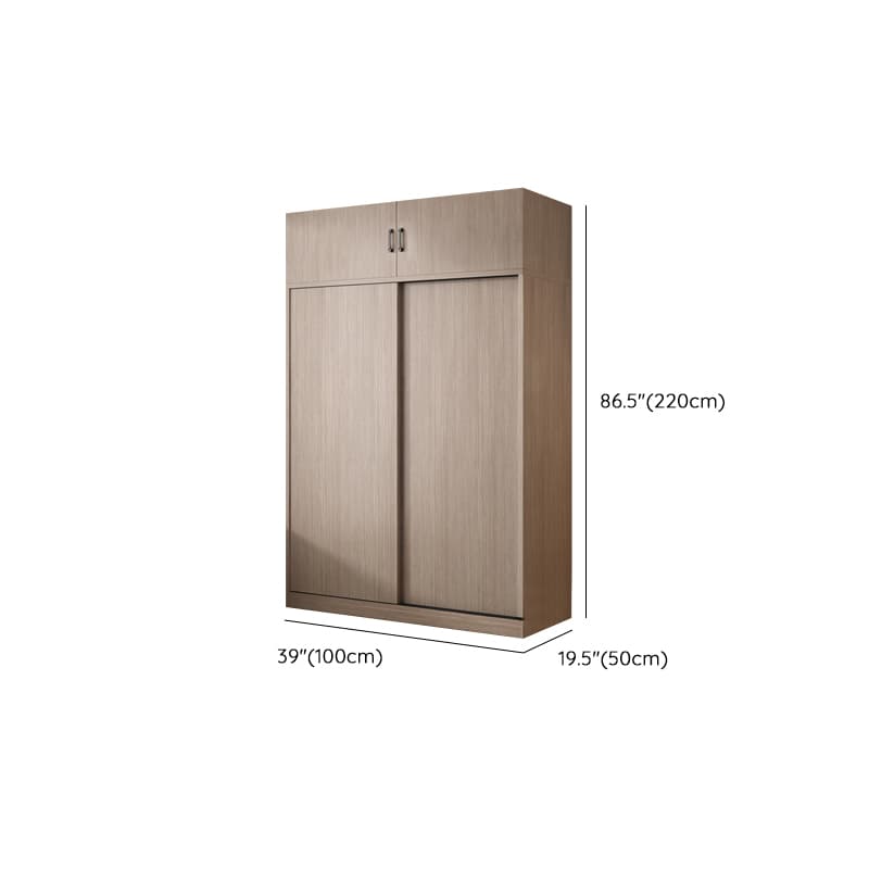 Sleek Natural Finish Modern Wooden Standalone Wardrobe Closet with Soft Close Features and Hanging Rod - image 18