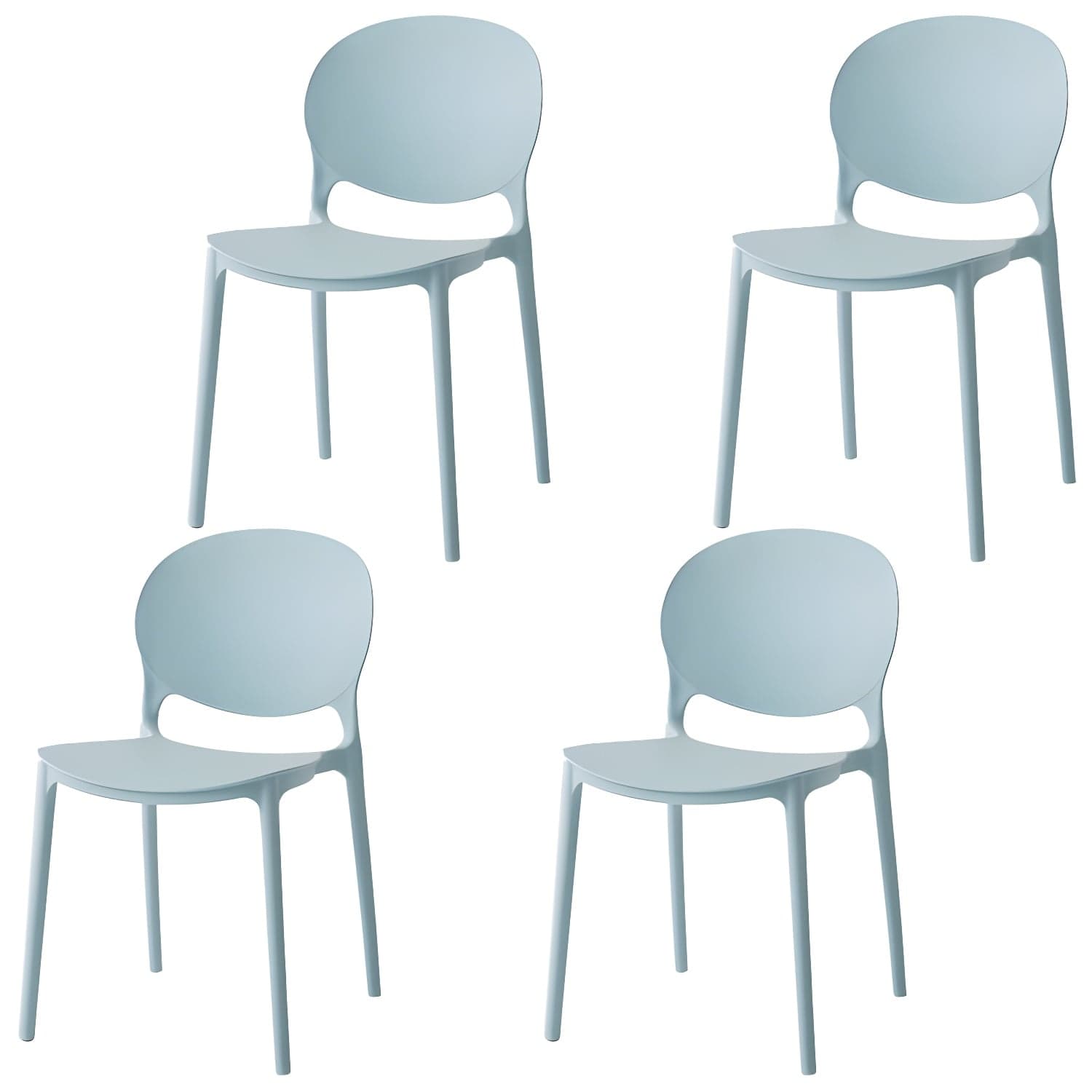 Modern Style Stackable Plastic Chair Open Back Dining Side Chair (Set of 4) thumbnail 3
