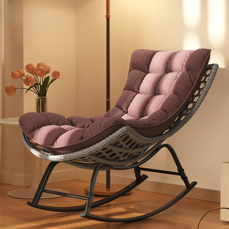 2 Piece Set/1 Piece Set Cushioned Rocking Chair with Ottoman in Resin with Rear in a Modern Simple Style thumbnail 2