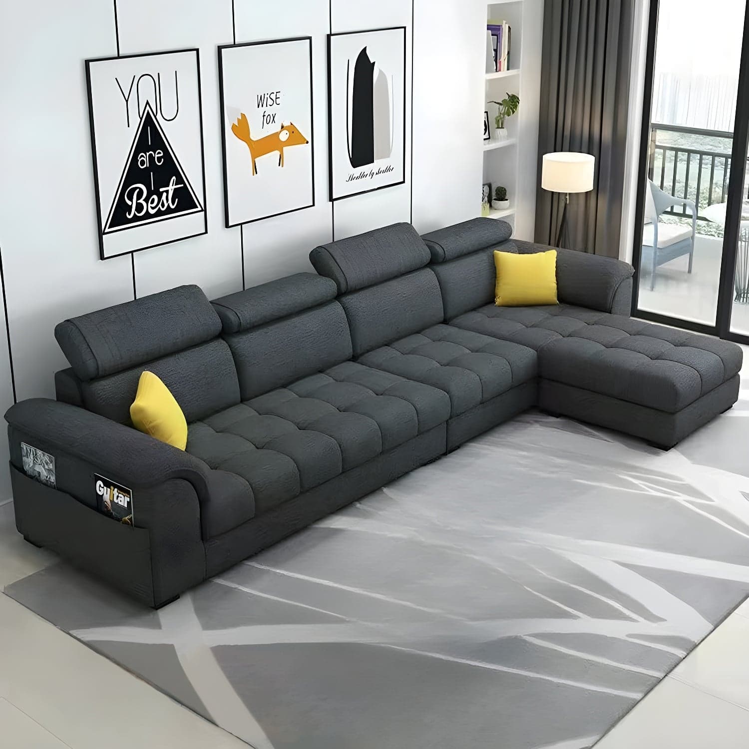 Contemporary L-Shaped Sectional Sofa with Adjustable Pillows and Storage thumbnail 1