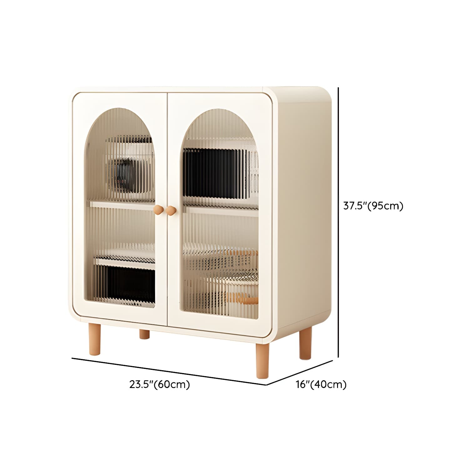 Scandinavian Wood Sideboard Cabinet with Adjustable Shelves and Glass Doors - 40cm Width thumbnail 20