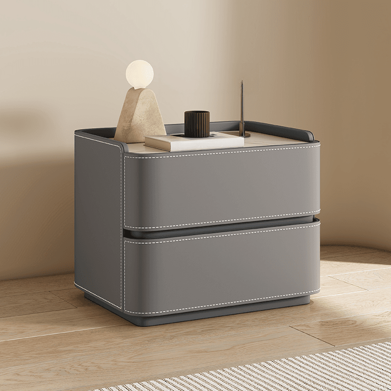 Scandinavian Bedside Cabinet Nightstand with Sintered Stone Countertop thumbnail 7
