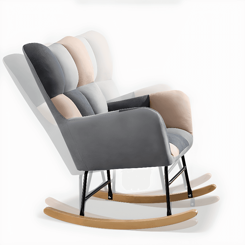 Modish Upholstered Cushioned Rocking Accent Chair 2 Piece Set with Footstool & Recessed Arm, Scratch-tolerant thumbnail 16