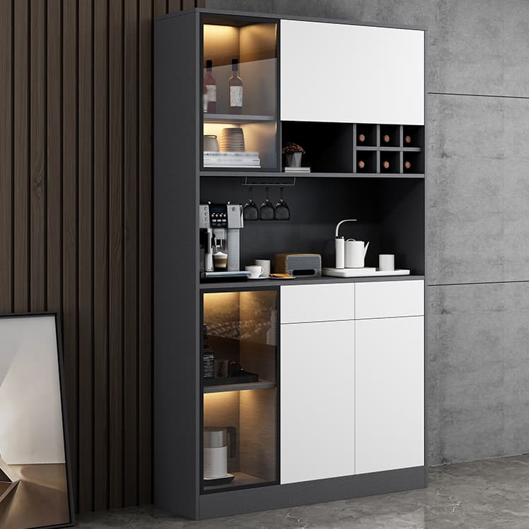 Wood Living Room Sideboard Cabinet Modern Credenza with Storage and Glass Door thumbnail 4