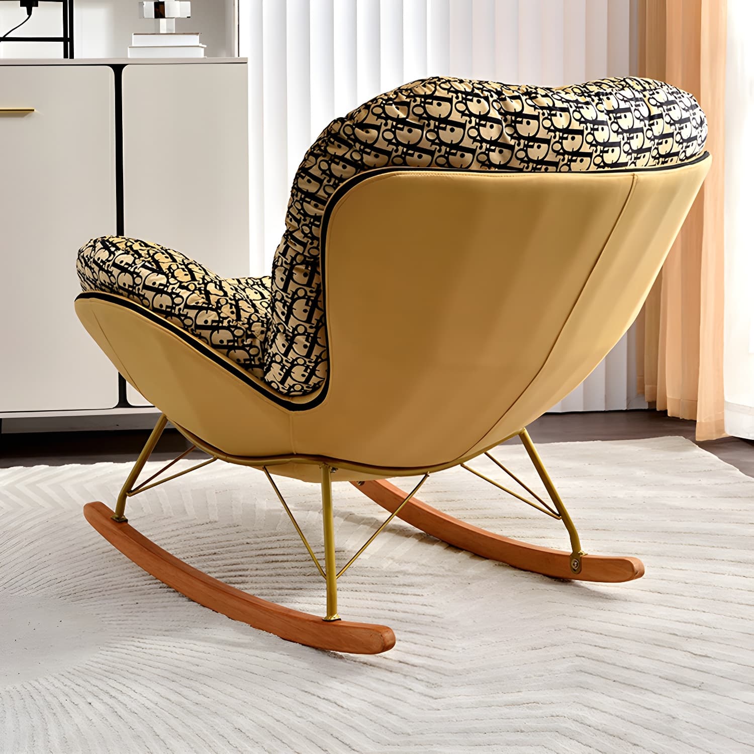 Modern Upholstered Indoor Rocking Chair with Removable Cushions and Slipcover for Enhanced Comfort thumbnail 7