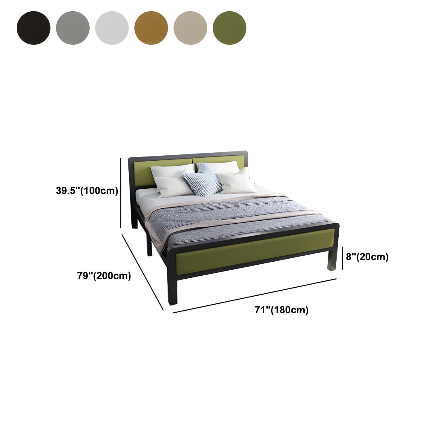Contemporary Metal Standard Bed, Panel Rectangular Headboard Bed thumbnail 11