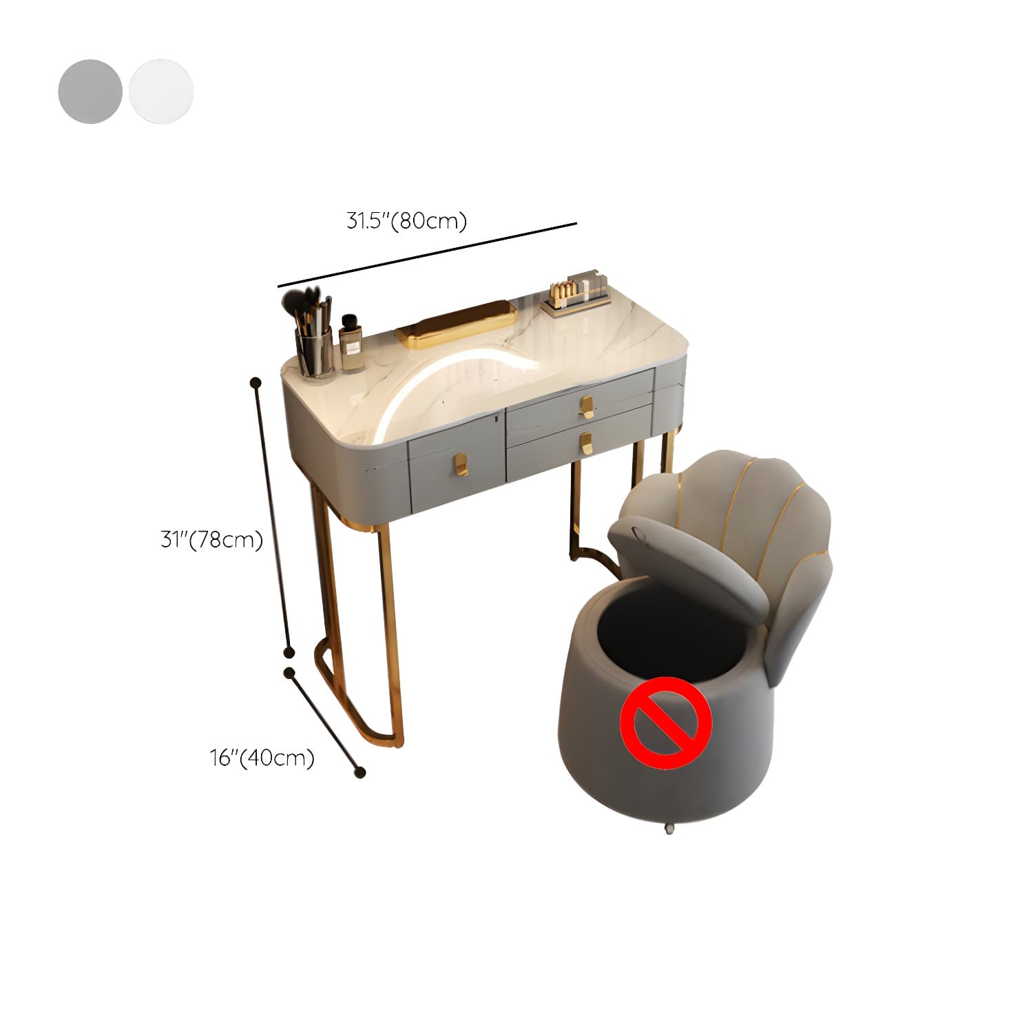 Luxurious Vanity Dressing Table Solid Wood Vanity Set with Stool and Mirror thumbnail 23