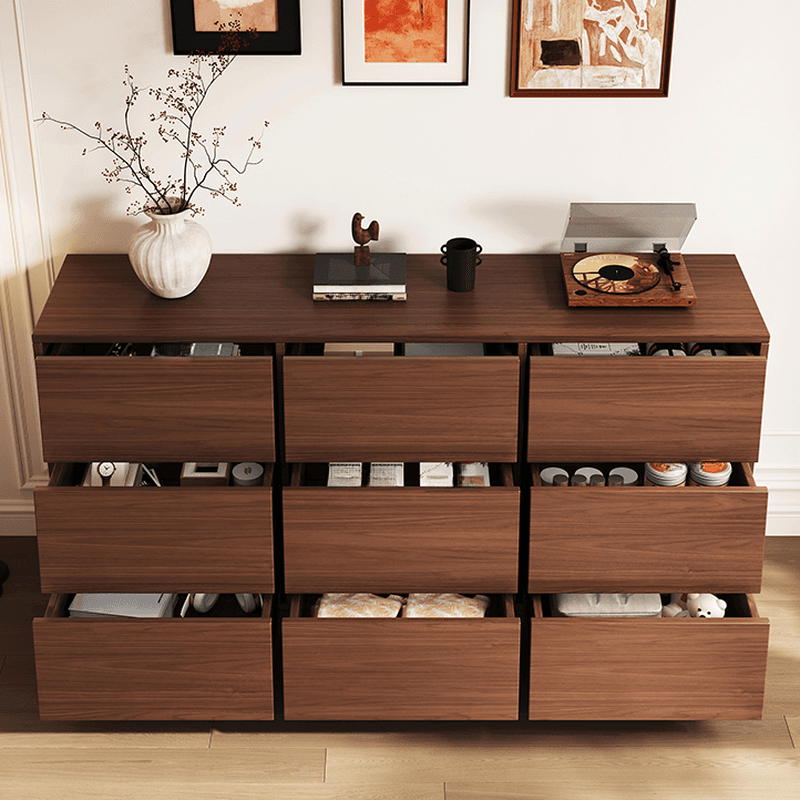 Cocoa Casual Natural Wood Console Dresser/Bachelor Chest with 9/6/3 Drawers in Horizontal/Vertical Orientation thumbnail 3