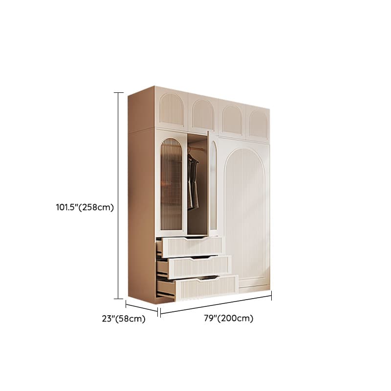 Chalk Almirah in Timber with Clothing Rod, 3 Cabinets/2 Cabinets and 5-Drawer/4-Drawer/3-Drawer in a Minimalist Style, 3-Shelf/2-Shelf Included/Not Included thumbnail 24