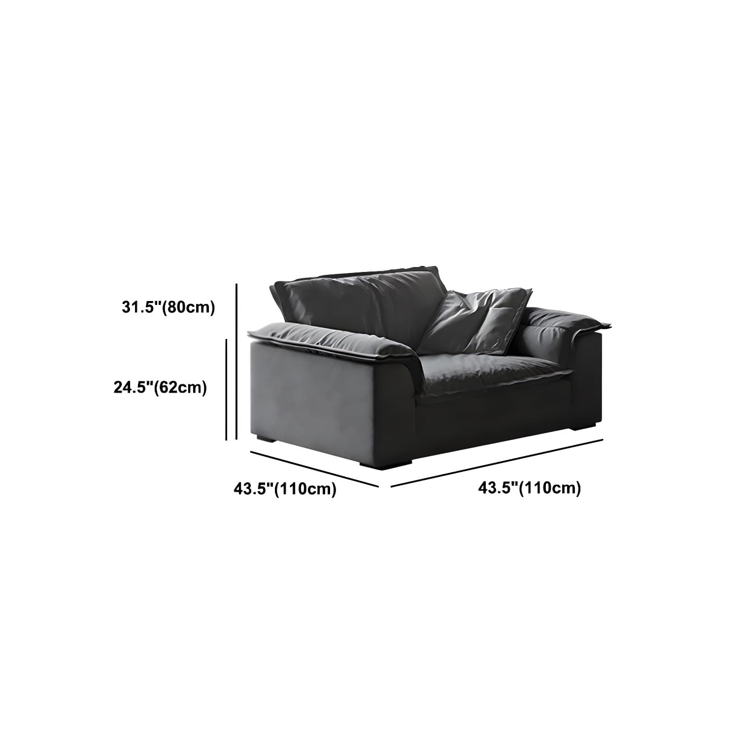 Stain-Resistant Dark Gray Contemporary Square Arm Solid Wood Sofa thumbnail 17