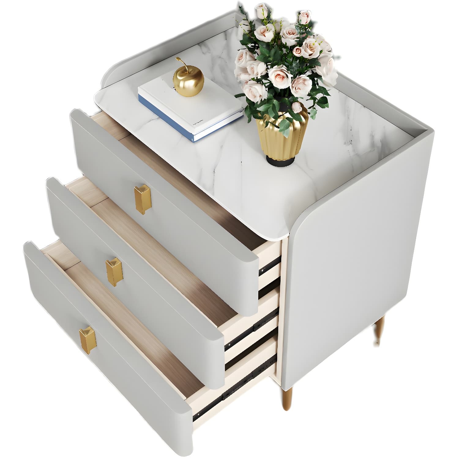 Contemporary Drawer Storage Bed Nightstand Wooden Night Table for Bedroom thumbnail 17