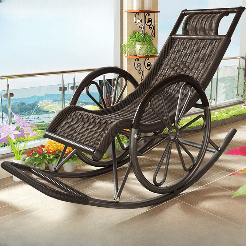 Simple Scratch-tolerant Cane Porch Rocker with Round Arm thumbnail 12