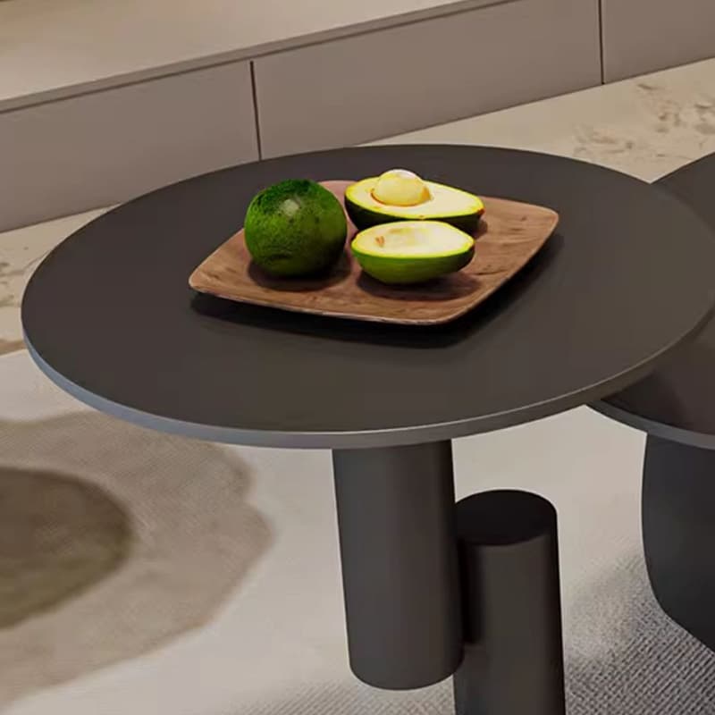 Modern Oval Stone Top Coffee Table, Abstract Iron Base, Scratch Resistant thumbnail 11