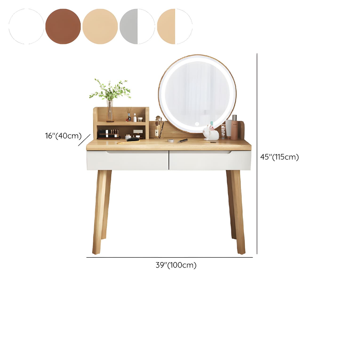 Light Wood/Bleached Wood/Gray Wood Sleeping Room 2 Drawers Lighting System with Tabletop Storage thumbnail 18