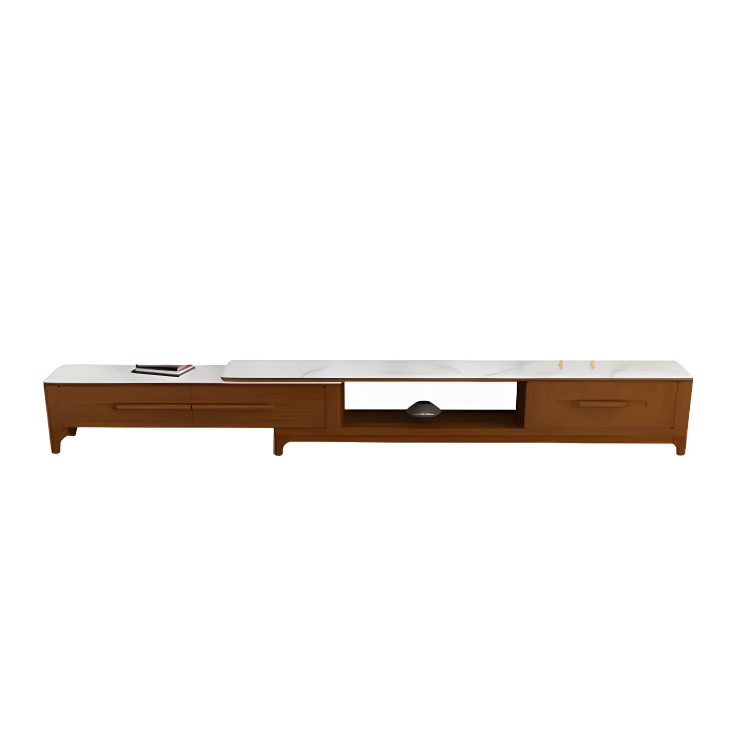 2 Drawers TV Console Modern Stone Media Console with Splayed Wooden Legs thumbnail 8