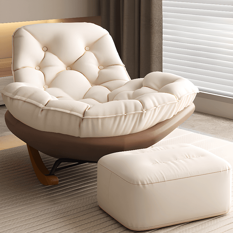 Stationary Upholstered Rocking Chair with Cushioned Rear in a Scandinavian Style, Footstool Included/Not Included thumbnail 18