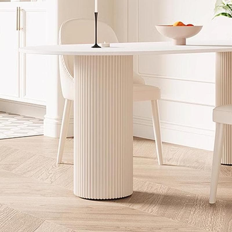 White Stone Surface 75cm Modern Kitchen & Dining Table with Metal Legs thumbnail 3