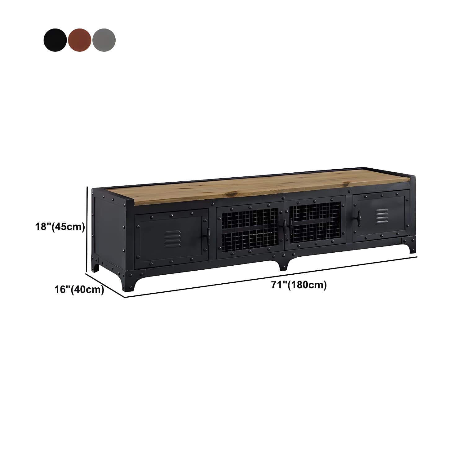 American Retro Industrial Style TV Cabinet Iron Art Solid Wood Bedroom TV Stand thumbnail 13