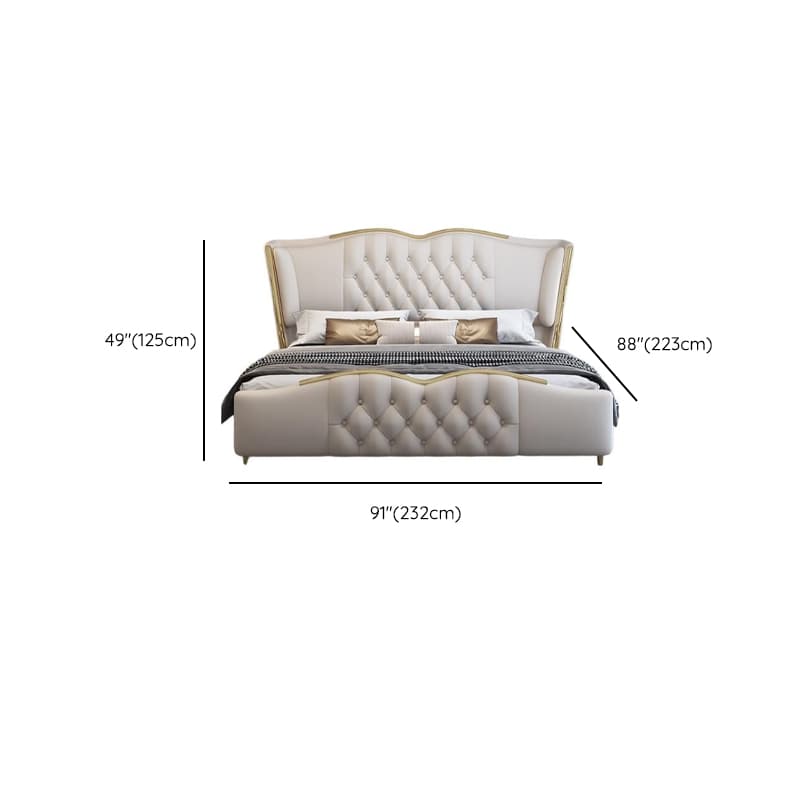 Beige Luxurious Solid Color Storage Bed/Platform Bed with Pine Wood Frame and Button-tufted Design for Living Room thumbnail 14
