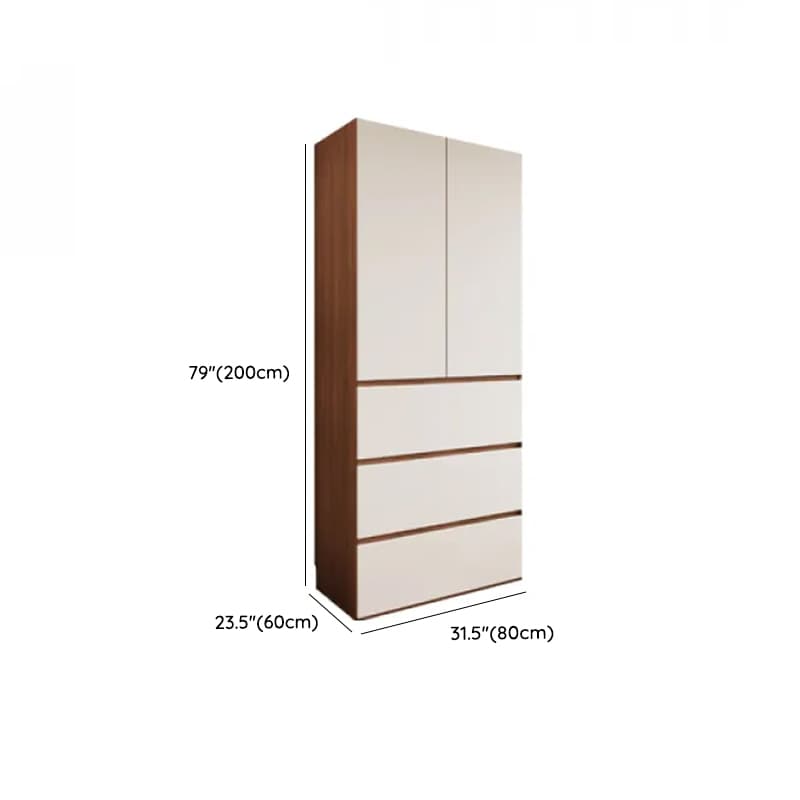 White Minimalist Manufactured Wood Independent Wardrobe Closet with Soft Close Drawer, Soft Close Door, and Interior Shelves thumbnail 16