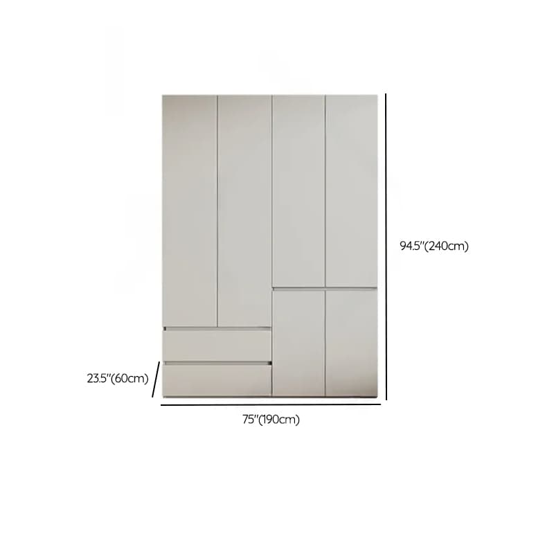 Cream Trendy Reclaimed Wood Wardrobe Armoire with Soft Close Drawer, Soft Close Door, Interior Shelves, and Clothing Rod thumbnail 77