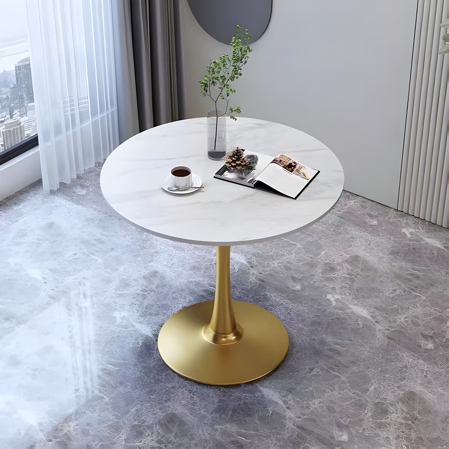 Contemporary Round Dining Table Sintered Stone Dining Table for Dining Room thumbnail 13